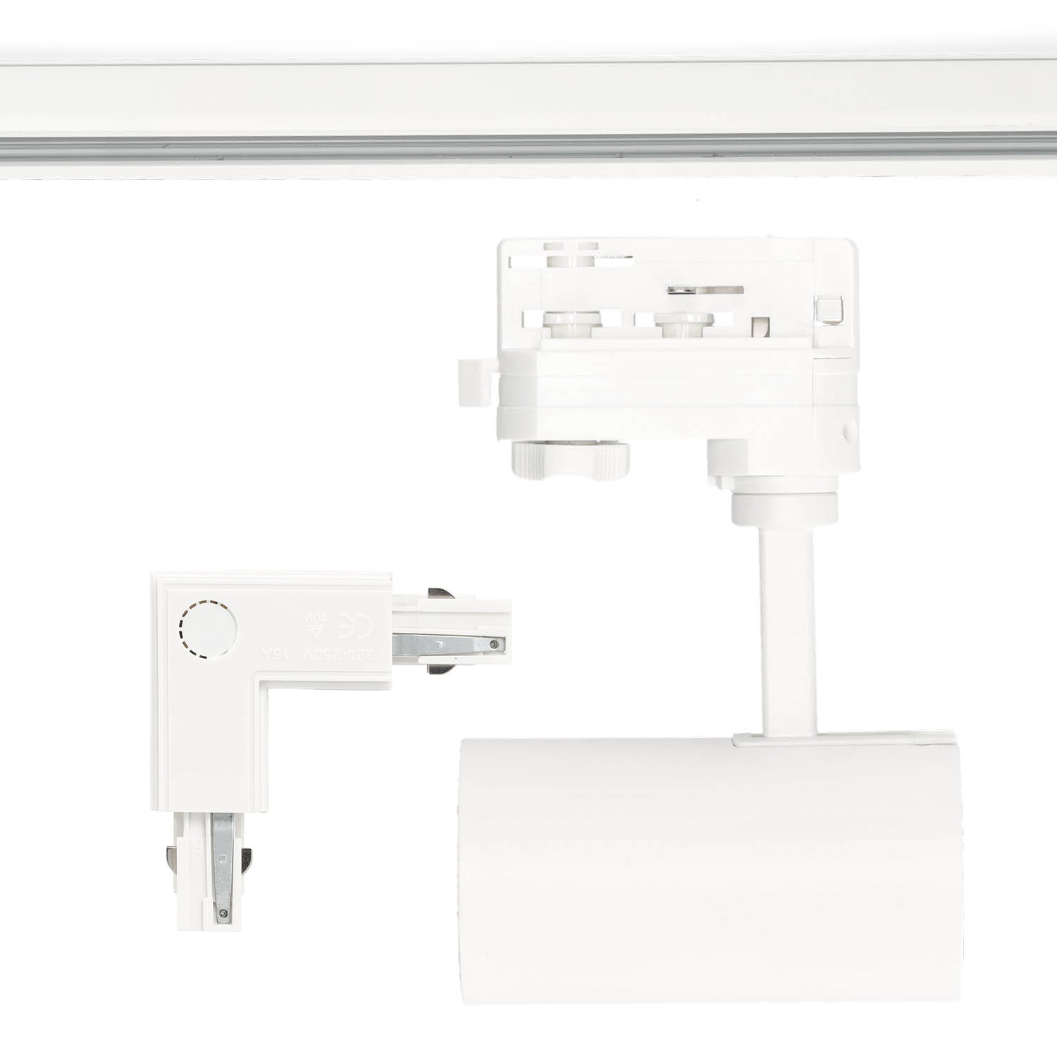 Zestaw Szynowy 3 Fazowy 4x szyna 1m, 4x Łącznik L, 10x Lampa GU10 BIAŁY - LAITICA