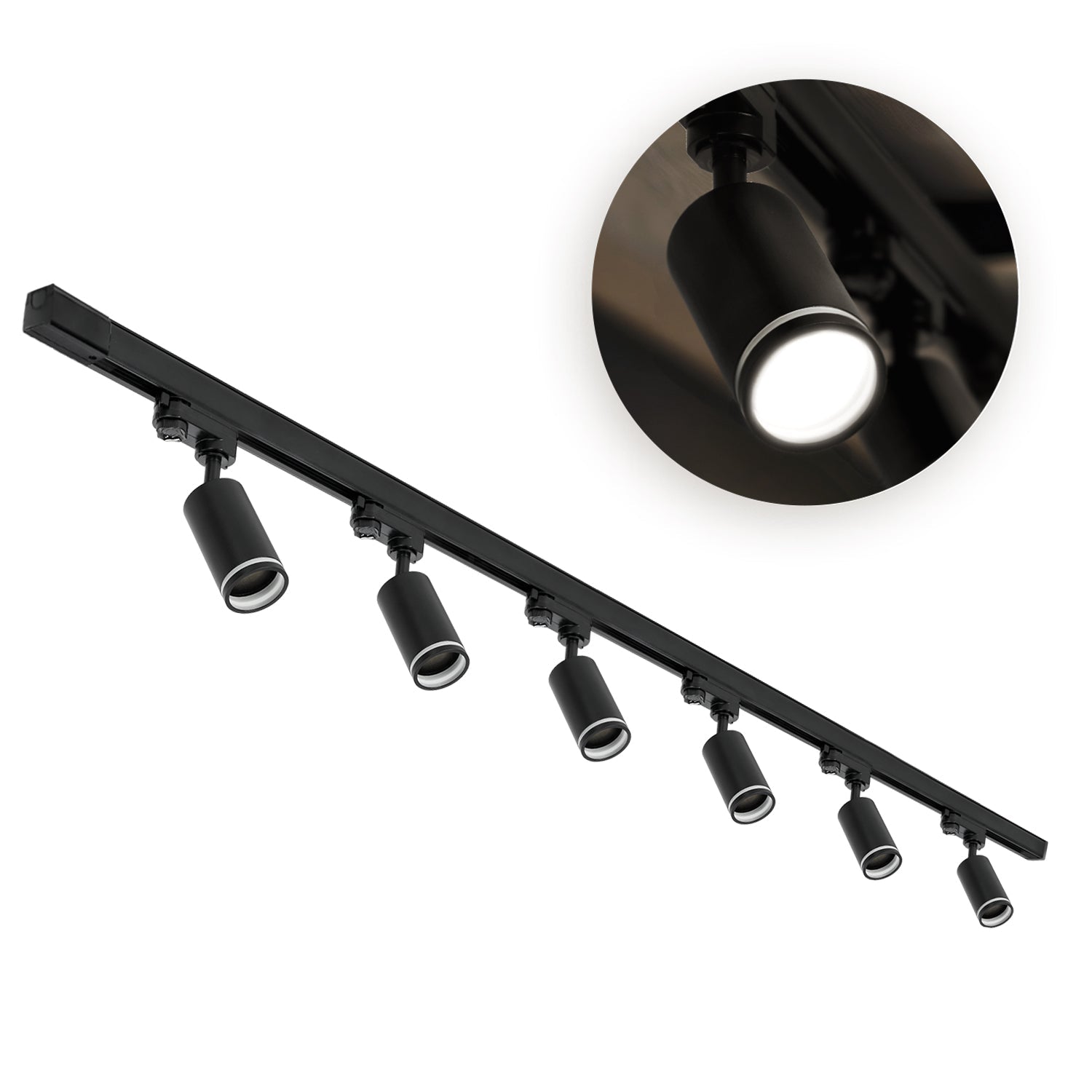 Zestaw Szynowy 3 FAZOWY 6x Lampa na GU10 + Szyna 2m Komplet CZARNY - LAITICA
