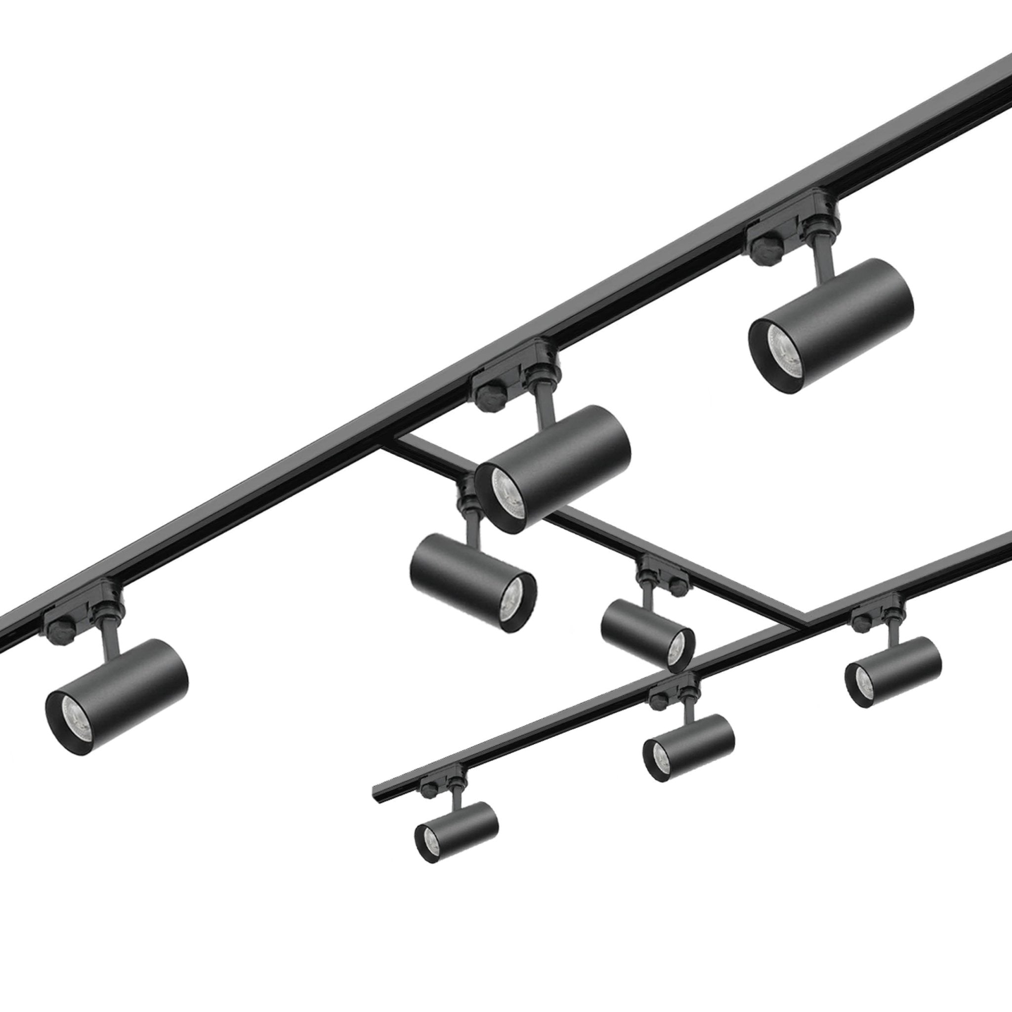 Zestaw szynowy 3 fazowy CZARNY 4x szyna 1m+2m, Łącznik T L+P, 12x reflektor - LAITICA