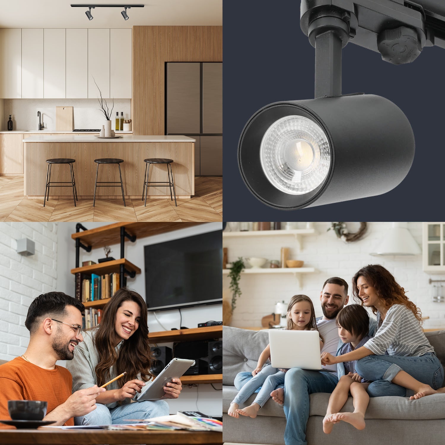 Zestaw szynowy 3 fazowy szyna 1m, 2x Lampa CZARNY kompletny zestaw - LAITICA