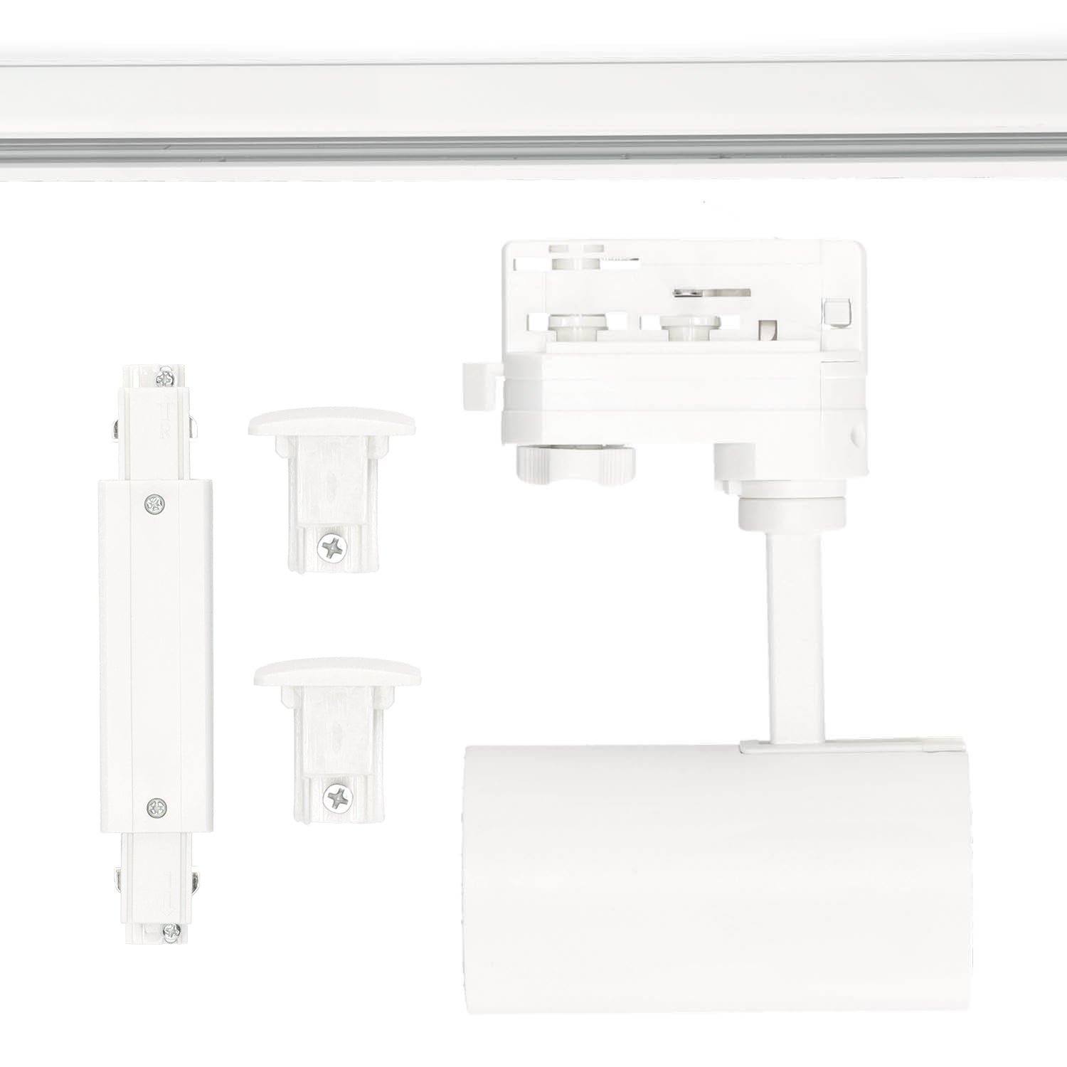 Zestaw szynowy 3 fazowy szyna 1m+1m, I zew., 6x Lampa, 2x zaślepka BIAŁY - LAITICA