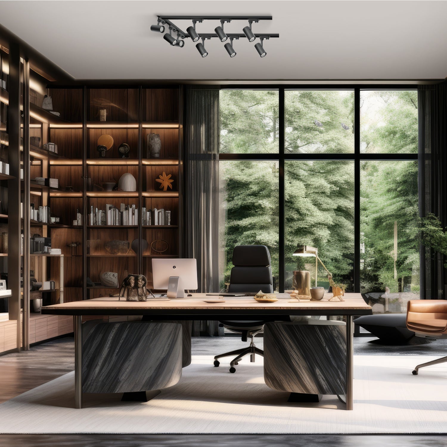 Zestaw szynowy 3 fazowy szyna 1m+1m+1m, 9x Lampa, łącznik L CZARNY komplet - LAITICA