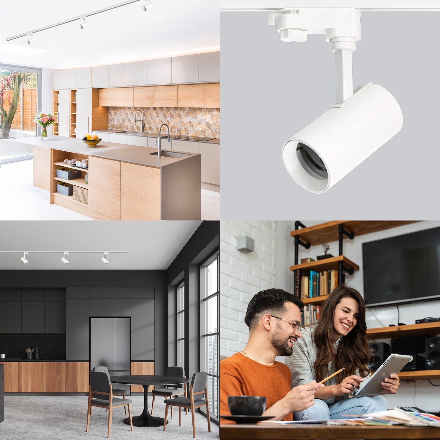 Zestaw szynowy 3 fazowy szyna 1m+1m+1m+1m, 8x Lampa, łącznik X BIAŁY - LAITICA