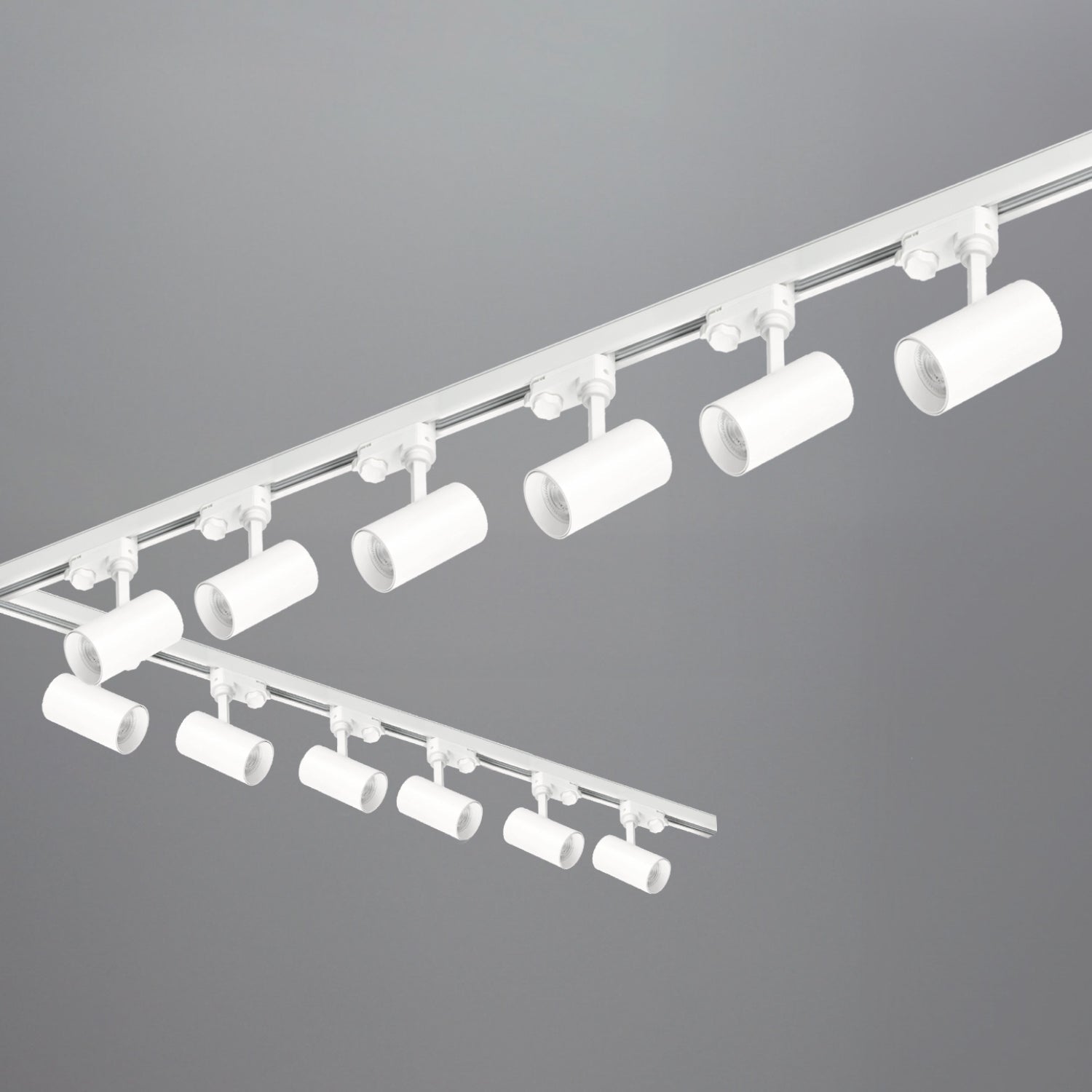 Zestaw szynowy 3 fazowy szyna 1m+1m+2m, 12x Lampa, łącznik I + L BIAŁY - LAITICA