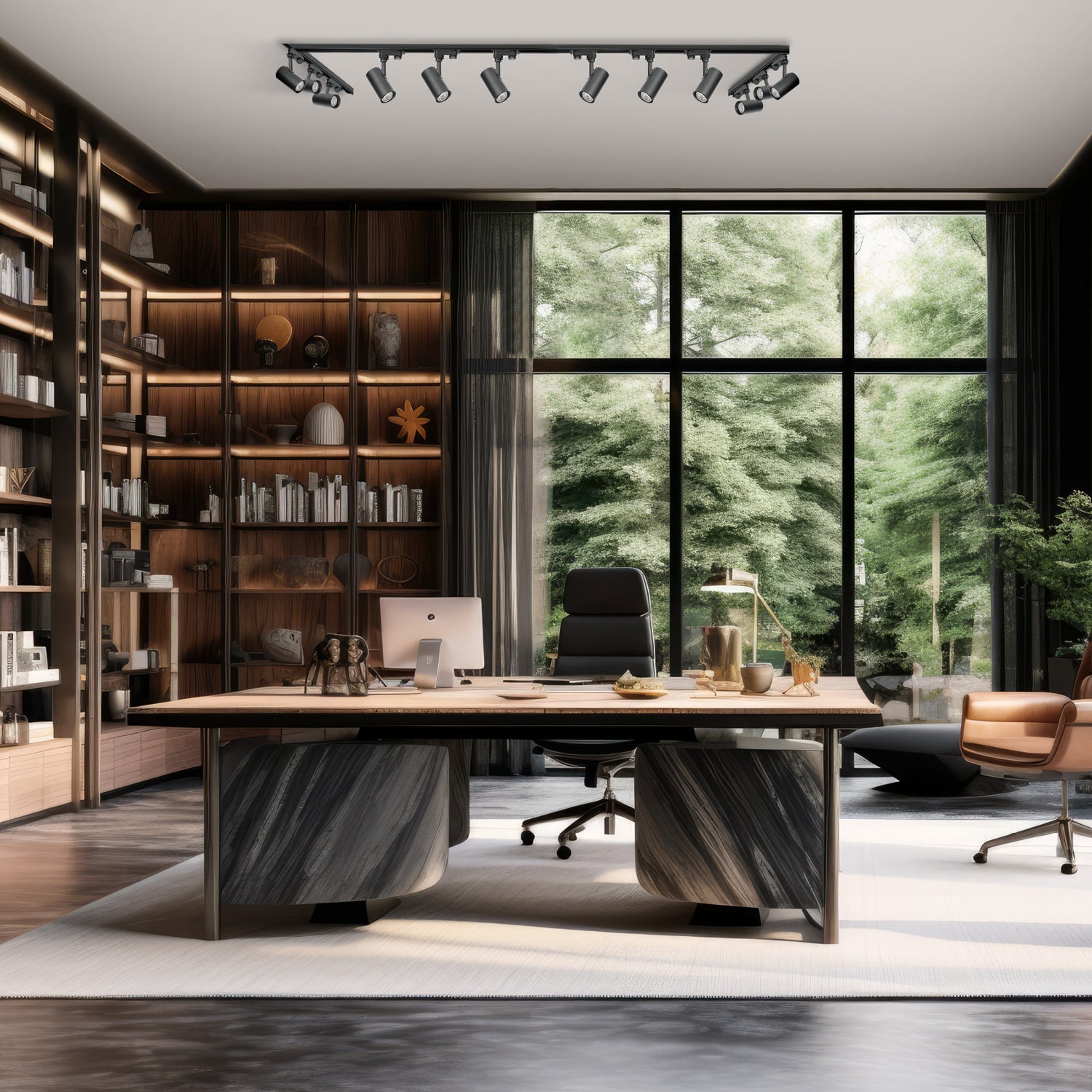 Zestaw szynowy 3 fazowy szyna 1m+1m+2m, 12x Lampa, łącznik L CZARNY komplet - LAITICA