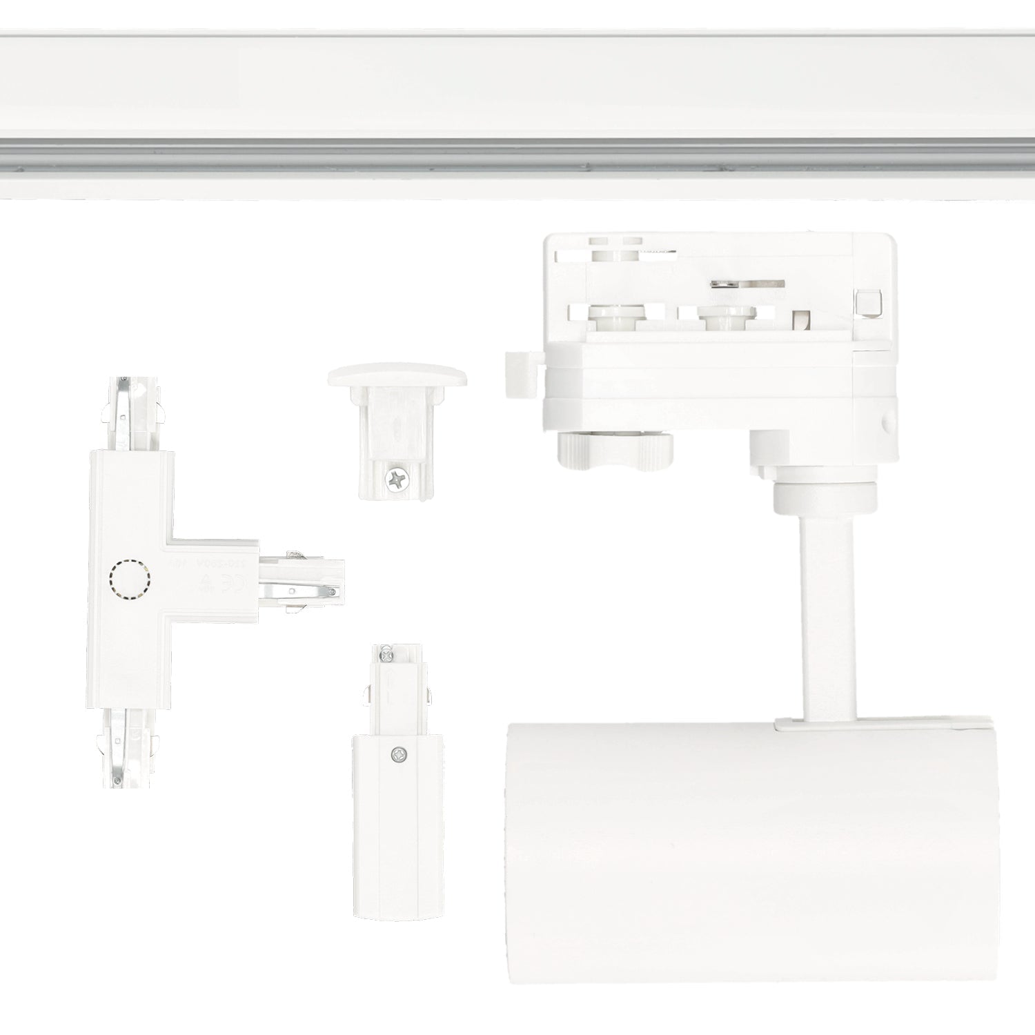 Zestaw szynowy 3 fazowy szyna 1m+1m+2m, 12x Lampa, łącznik T BIAŁY komplet - LAITICA