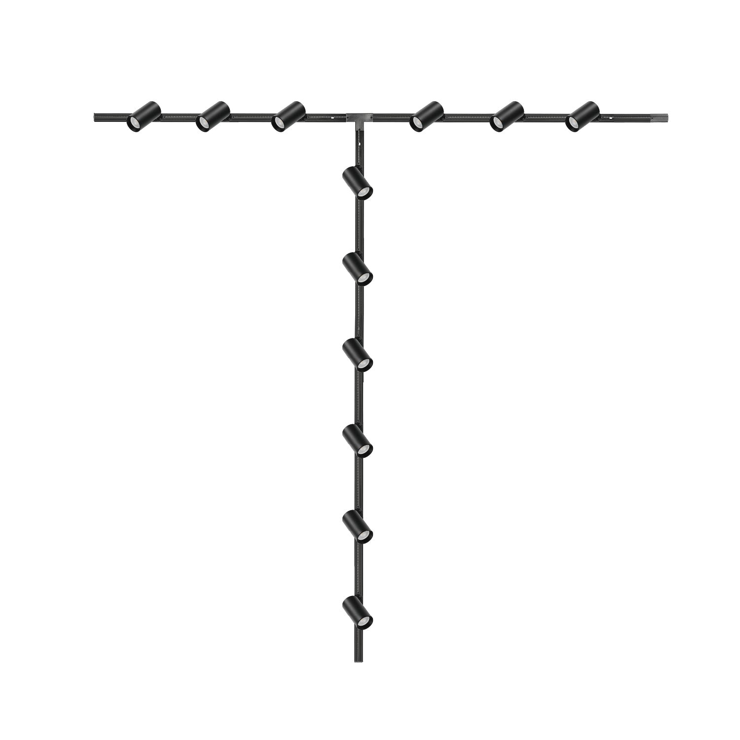 Zestaw szynowy 3 fazowy szyna 1m+1m+2m, 12x Lampa, łącznik T CZARNY komplet - LAITICA