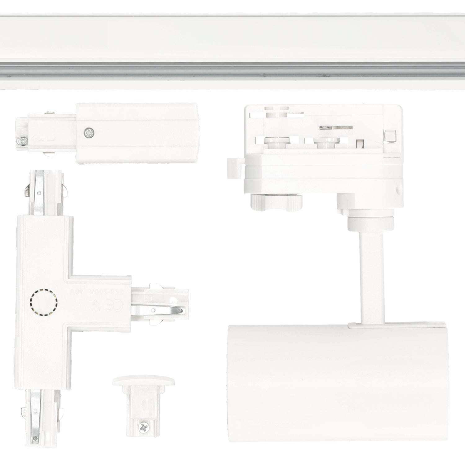 Zestaw szynowy 3 fazowy szyna 1m+1m+2m, 8x Lampa, łącznik T BIAŁY komplet - LAITICA