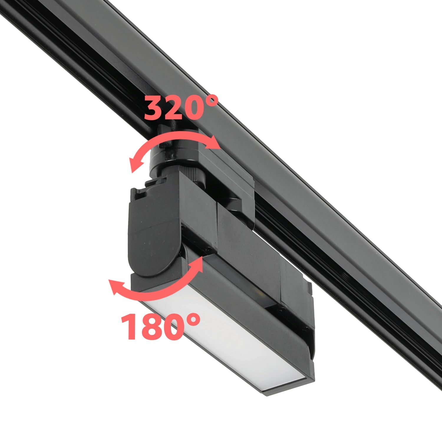 Zestaw Szynowy 3 fazowy szyna 2m + 1m + łącznik prosty + 6x lamp FLEX 12W + zasilanie + zaślepka CZARNY - LAITICA