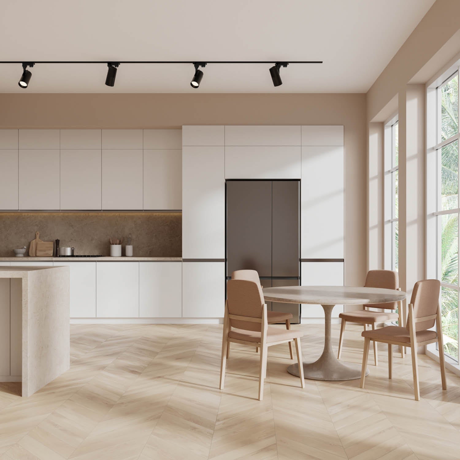 Zestaw szynowy 3 fazowy szyna 2m, 4x Lampa CZARNY kompletny zestaw - LAITICA