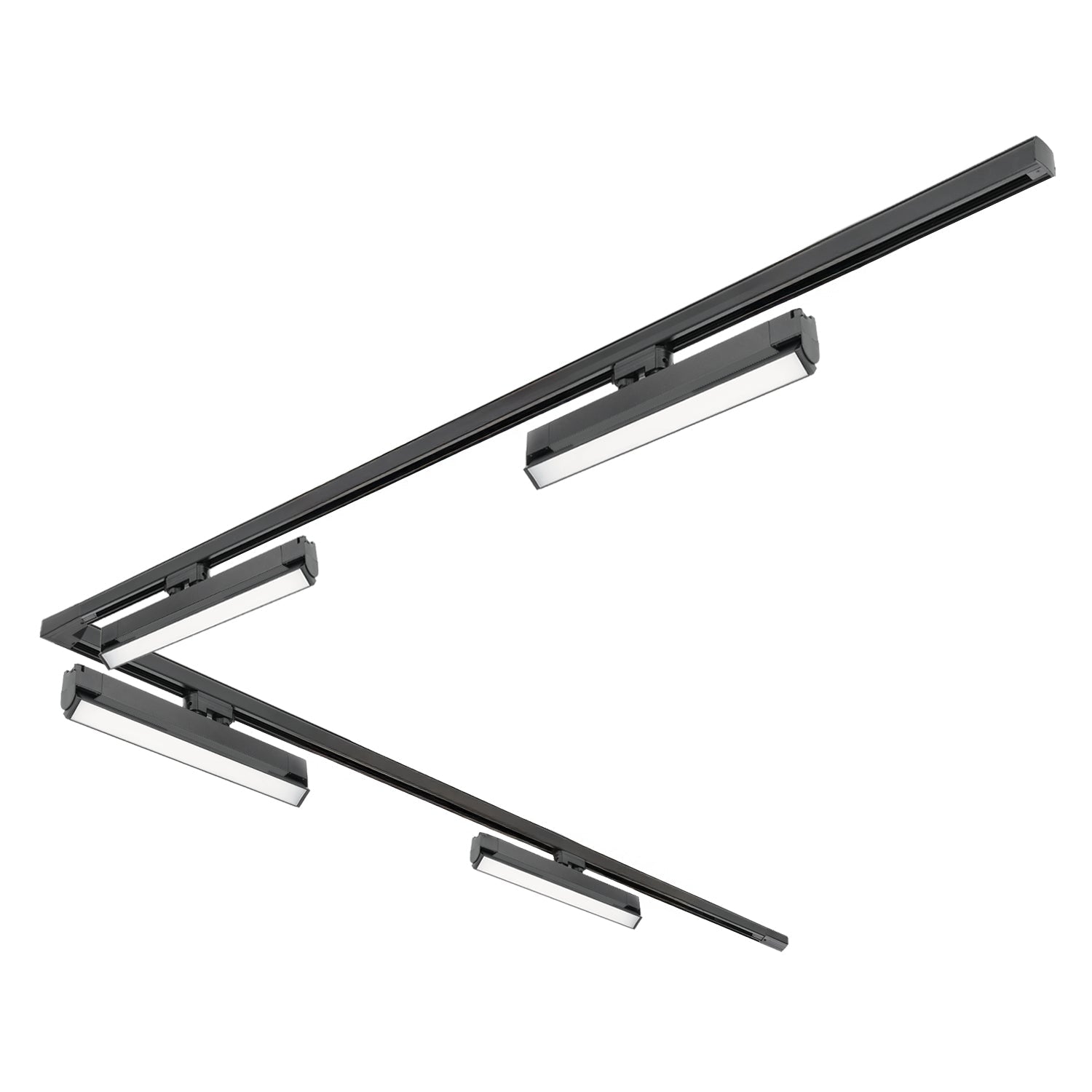 Zestaw szynowy 3 fazowy szyna 2m+2m, 4x Lampa FLEX 36W, łącznik L CZARNY komplet - LAITICA