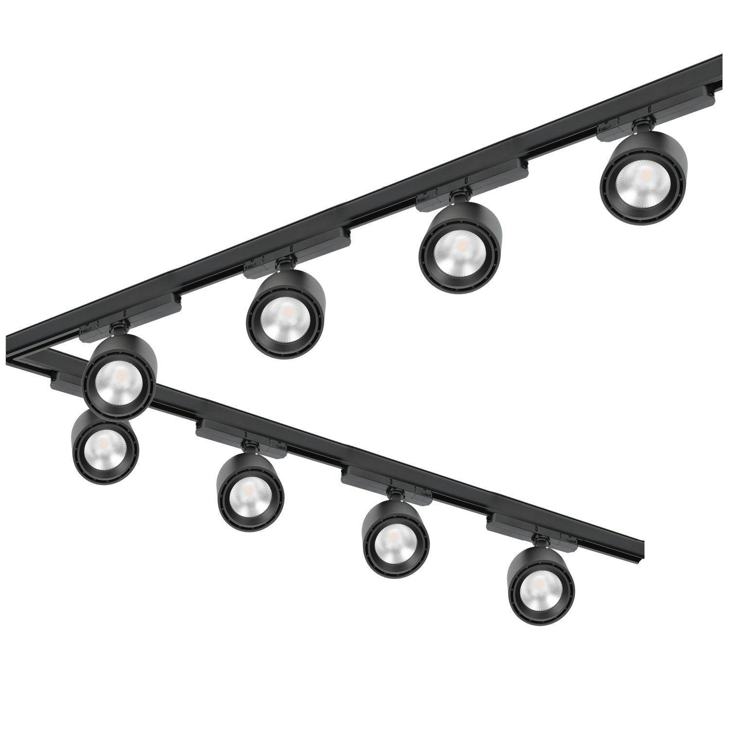 Zestaw szynowy 3 fazowy szyna 2m+2m, 8x LED 10W, łącznik L CZARNY komplet - LAITICA