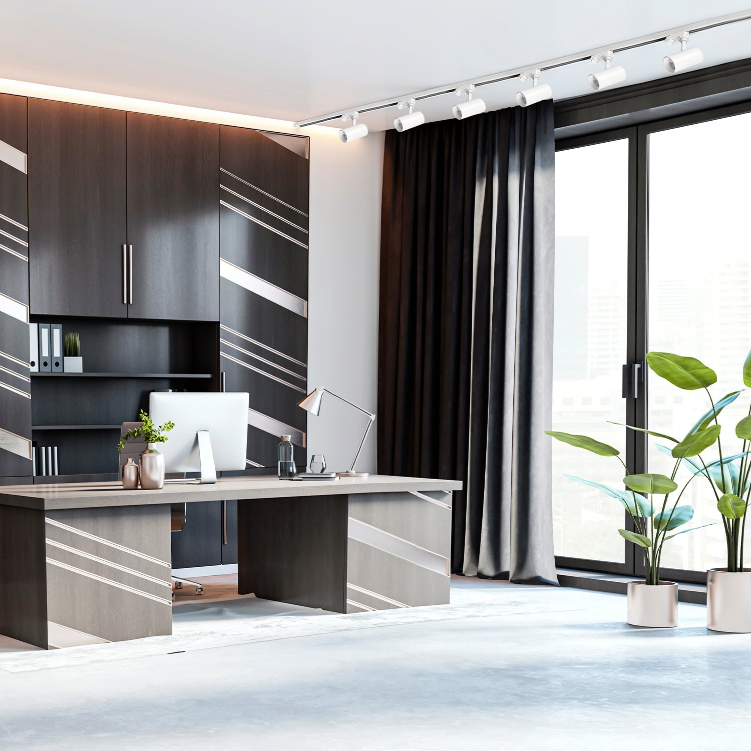 Zestaw szynowy 3 fazowy szyna 2m+2m, I zew., 6x Lampa, 2x zaślepka BIAŁY - LAITICA