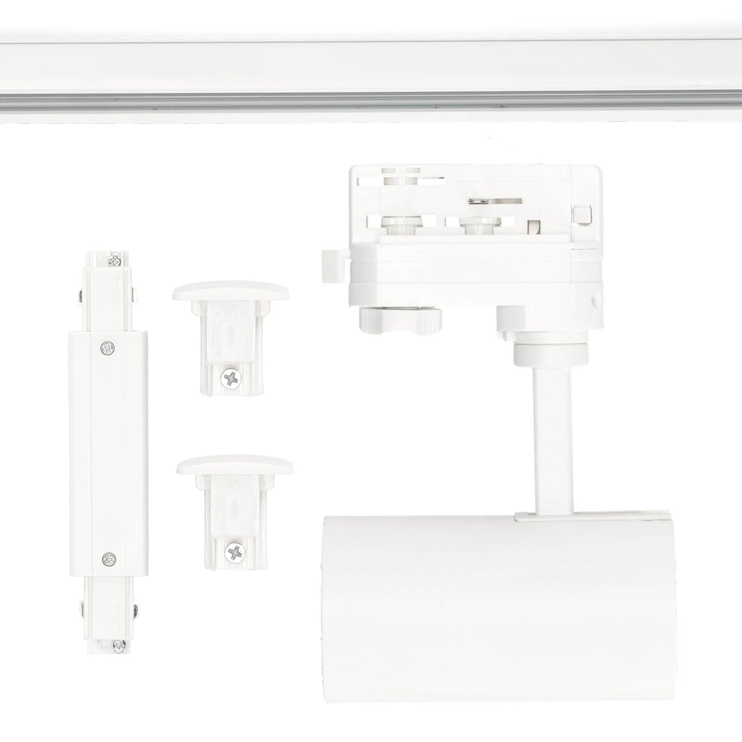 Zestaw szynowy 3 fazowy szyna 2m+2m, I zew., 8x Lampa, 2x zaślepka BIAŁY - LAITICA