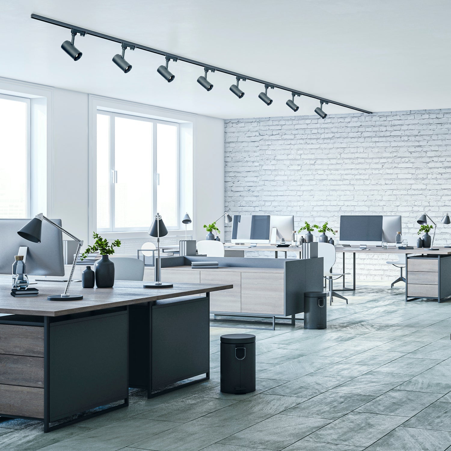 Zestaw szynowy 3 fazowy szyna 2m+2m, I zew., 8x Lampa, 2x zaślepka CZARNY - LAITICA