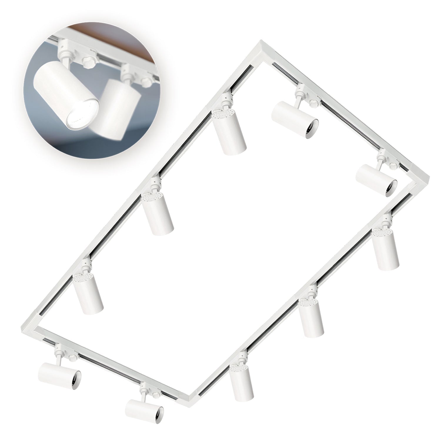 Zestaw szynowy 3 fazowy szyna 2x2m+2x1m, 4x łącznik L, 10x Lampa BIAŁY - LAITICA