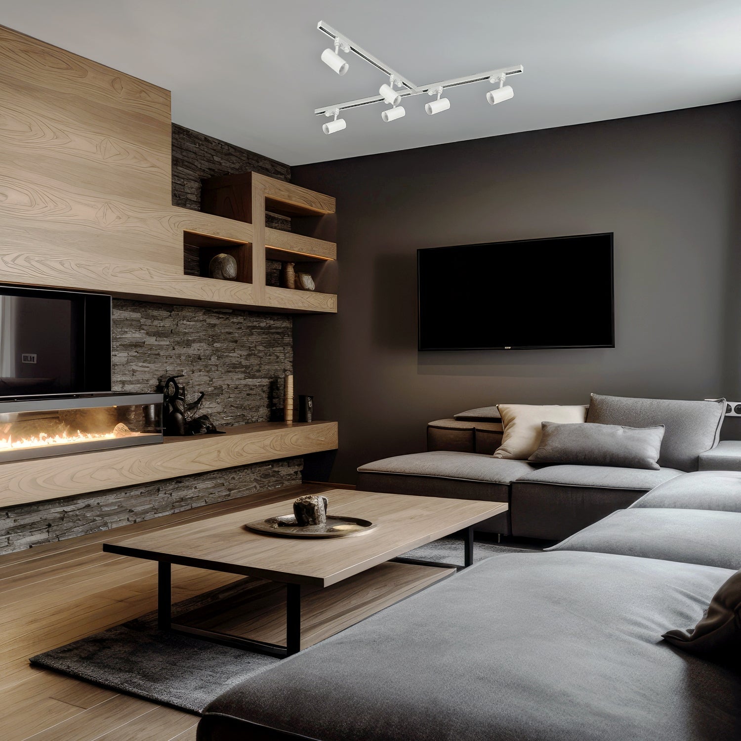 Zestaw szynowy 3 fazowy szyna 3x1m, Łącznik T, 6x Lampa, 3x zaślepka BIAŁY - LAITICA