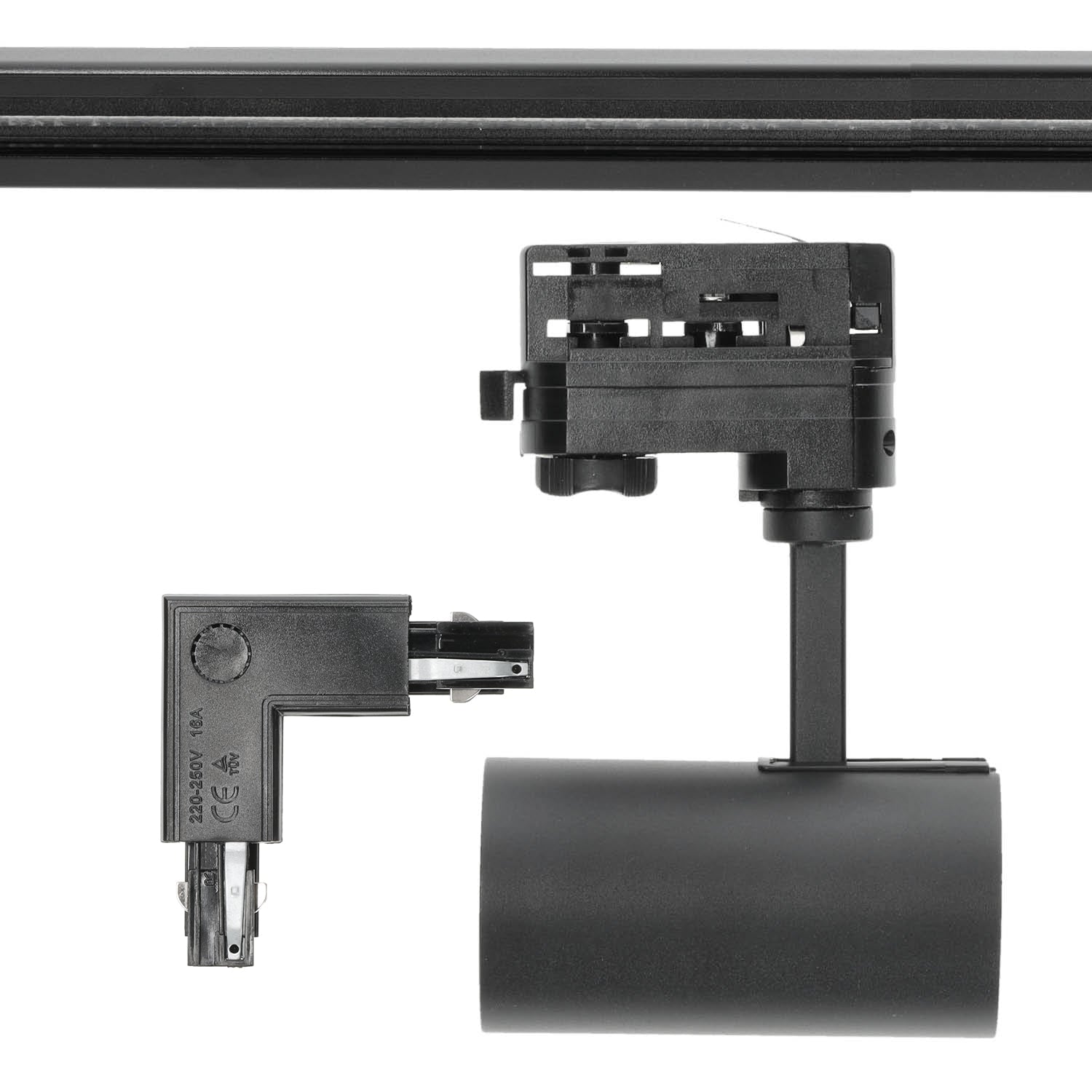Zestaw szynowy 3 fazowy szyna 4x1m, 4x łącznik L, 8x Lampa CZARNY - LAITICA