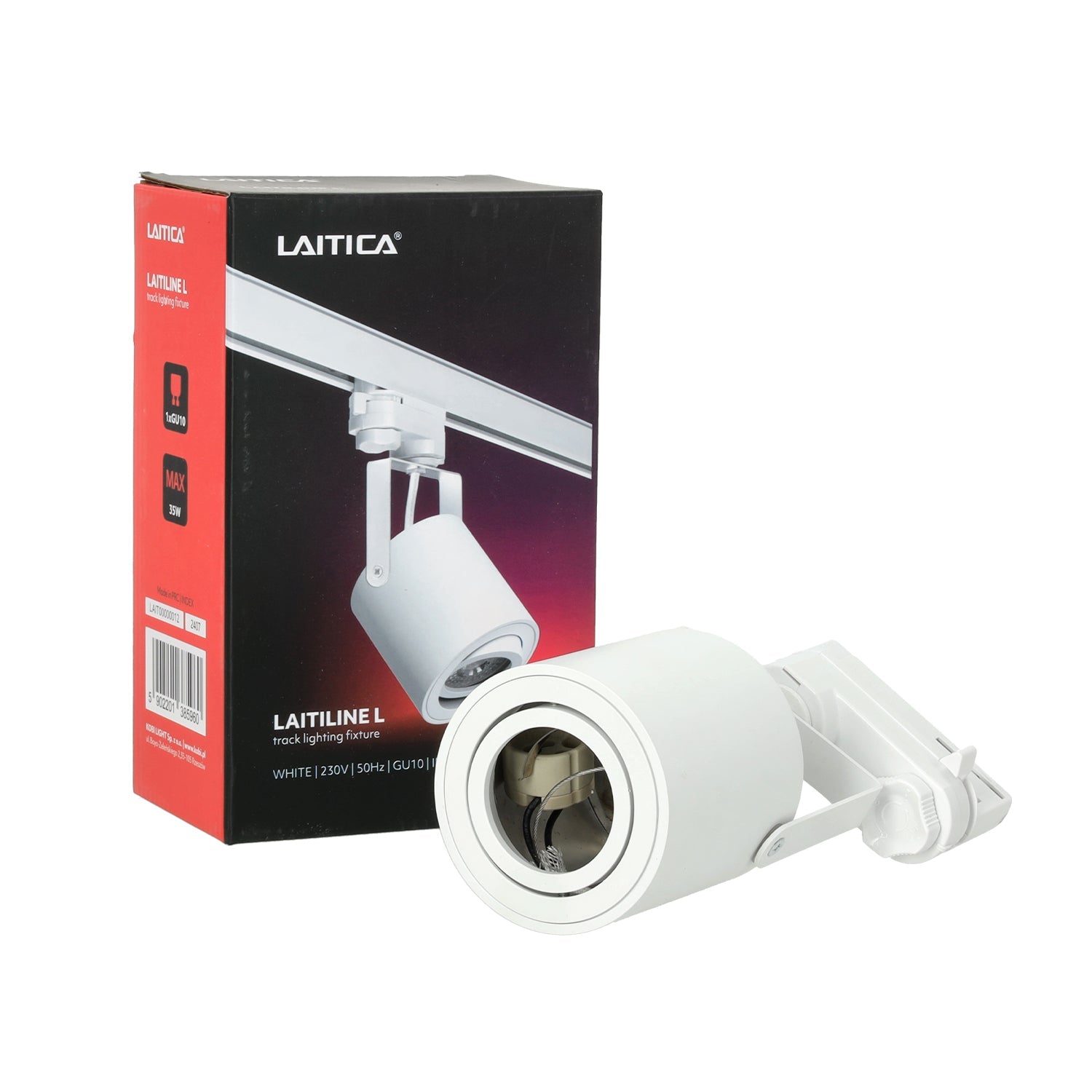 Zestaw Szynowy Biały 3 fazowy 2x Reflektor na GU10 + Szyna 1m Komplet - LAITICA