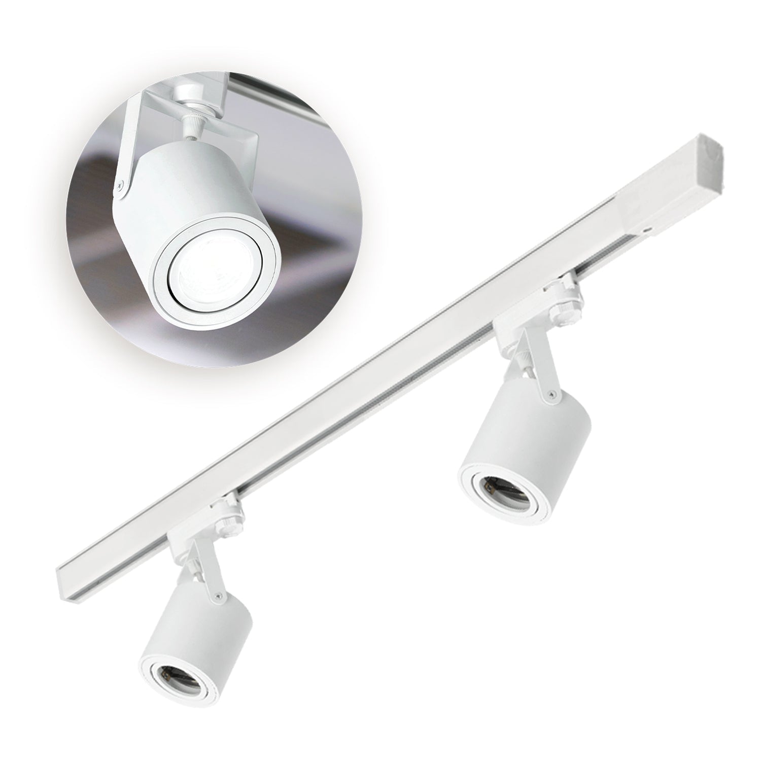 Zestaw Szynowy Biały 3 fazowy 2x Reflektor na GU10 + Szyna 1m Komplet - LAITICA