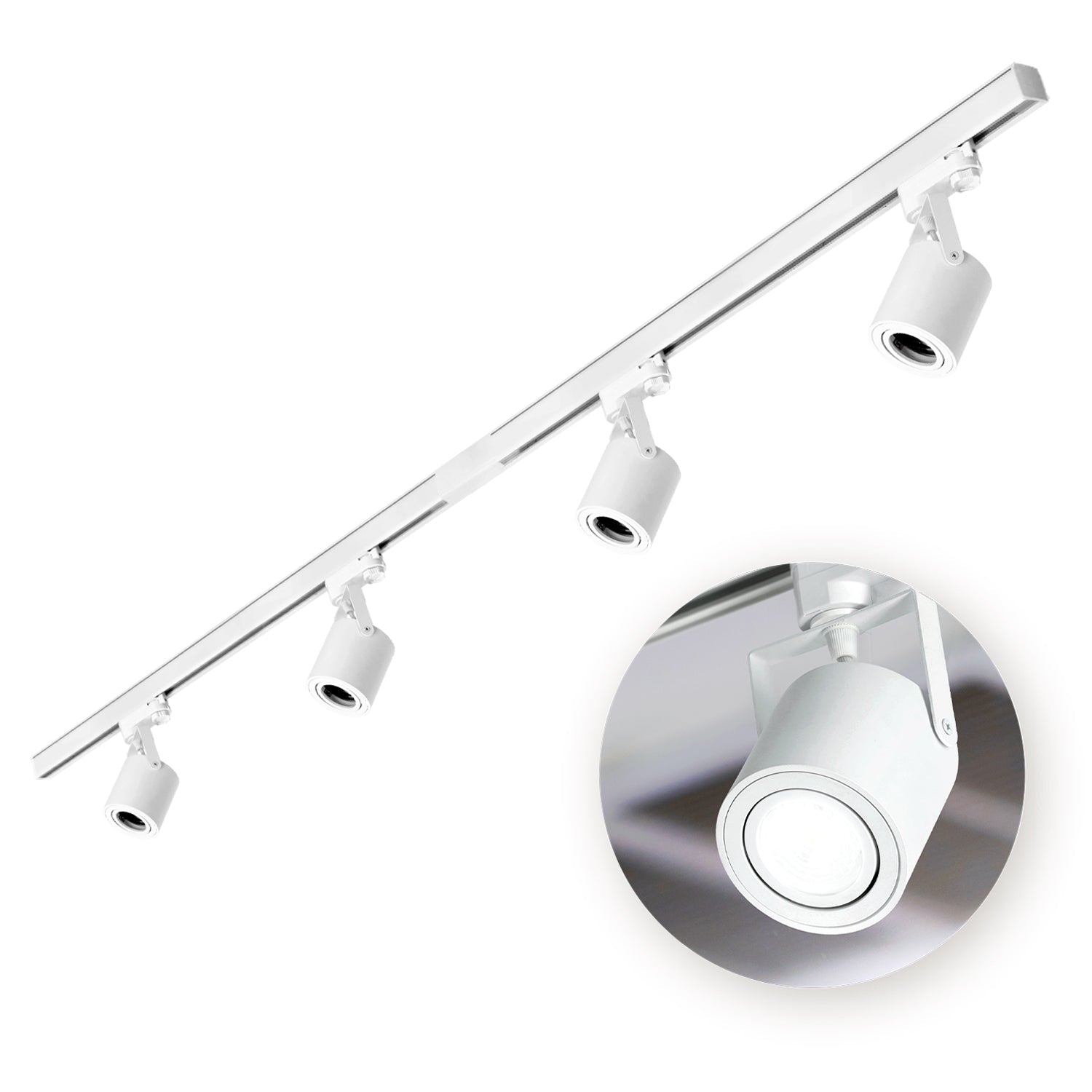 Zestaw Szynowy Biały 3 fazowy 4x Reflektor GU10 + 2x Szyna 1m + Łącznik I - LAITICA