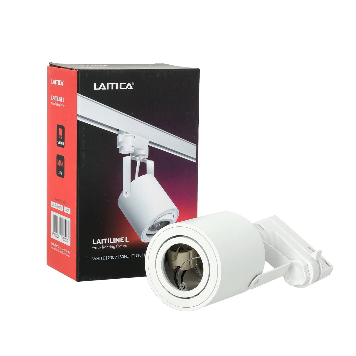 Zestaw Szynowy Biały 3 fazowy 4x Reflektor na GU10 + Szyna 1m Komplet - LAITICA