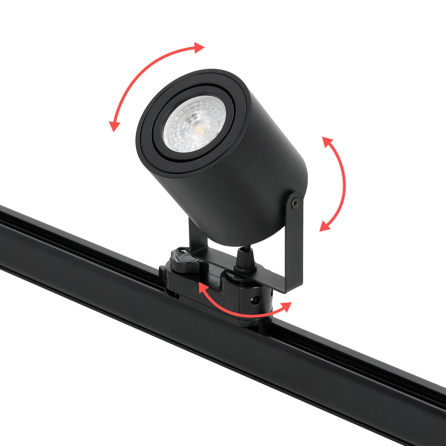 Zestaw Szynowy Czarny 3 fazowy 4x Reflektor GU10 + Szyna 1m+2m + Łącznik L - LAITICA