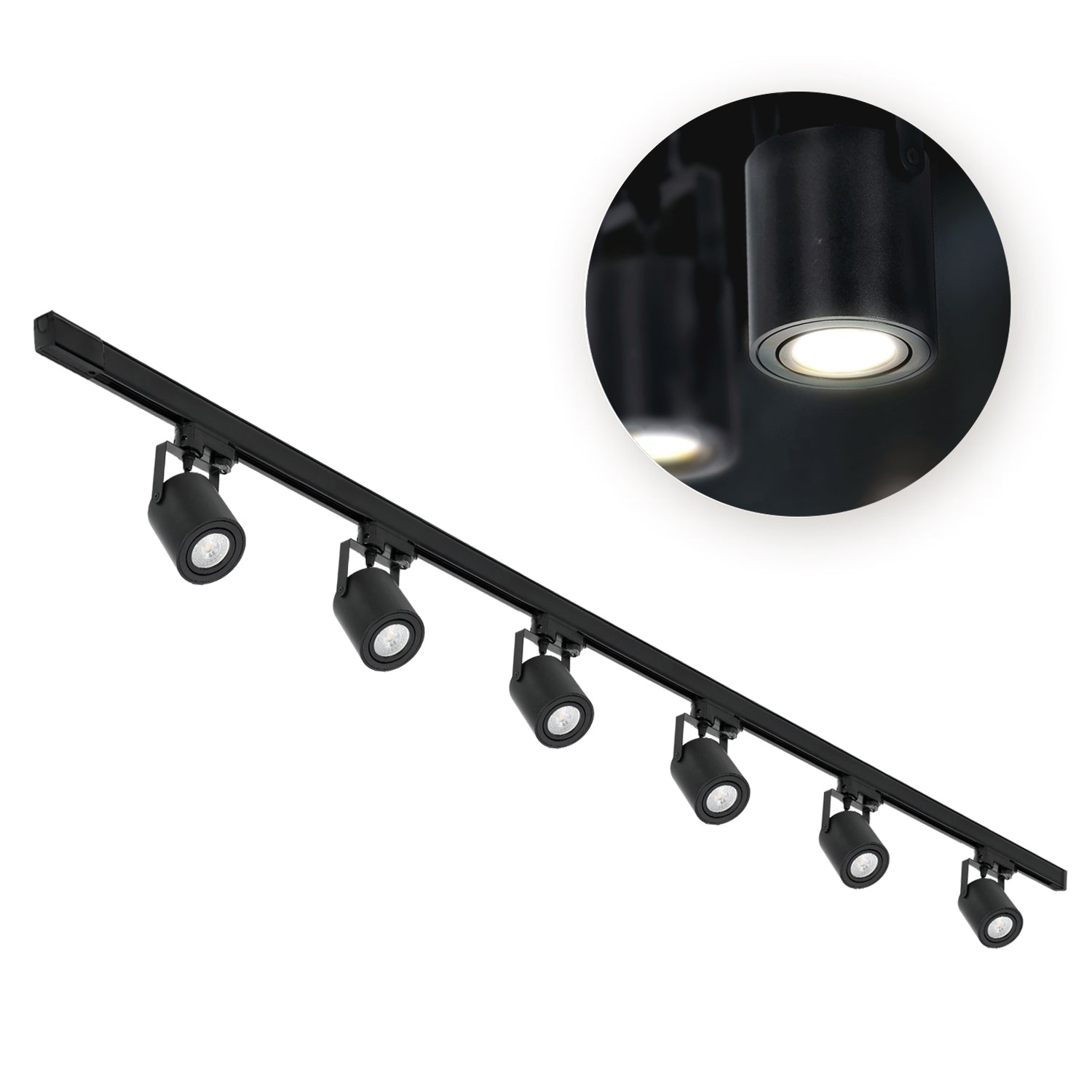 Zestaw Szynowy Czarny 3 fazowy 4x Reflektor na GU10 + Szyna 2m Komplet - LAITICA
