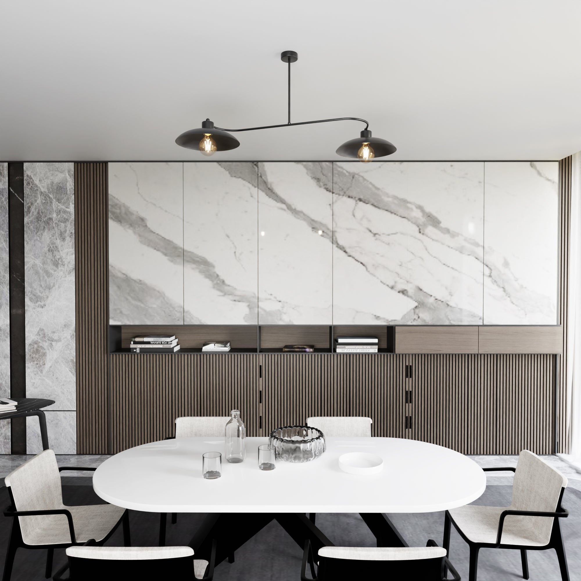 Żyrandol Lampa Wisząca LOFT INEZ Metalowa 2 punkty E27 Sufitowa CZARNA - LAITICA