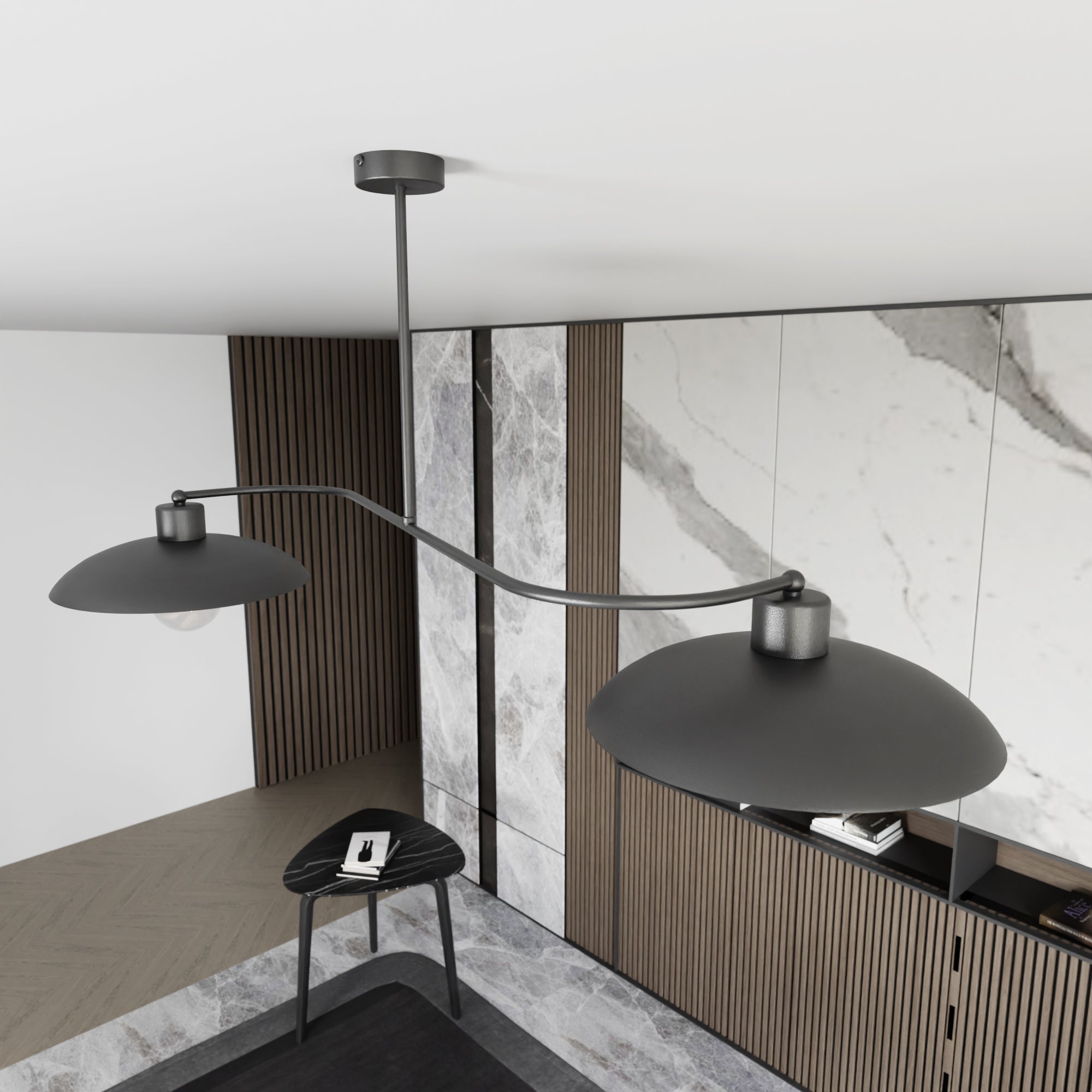 Żyrandol Lampa Wisząca LOFT INEZ Metalowa 2 punkty E27 Sufitowa CZARNA - LAITICA