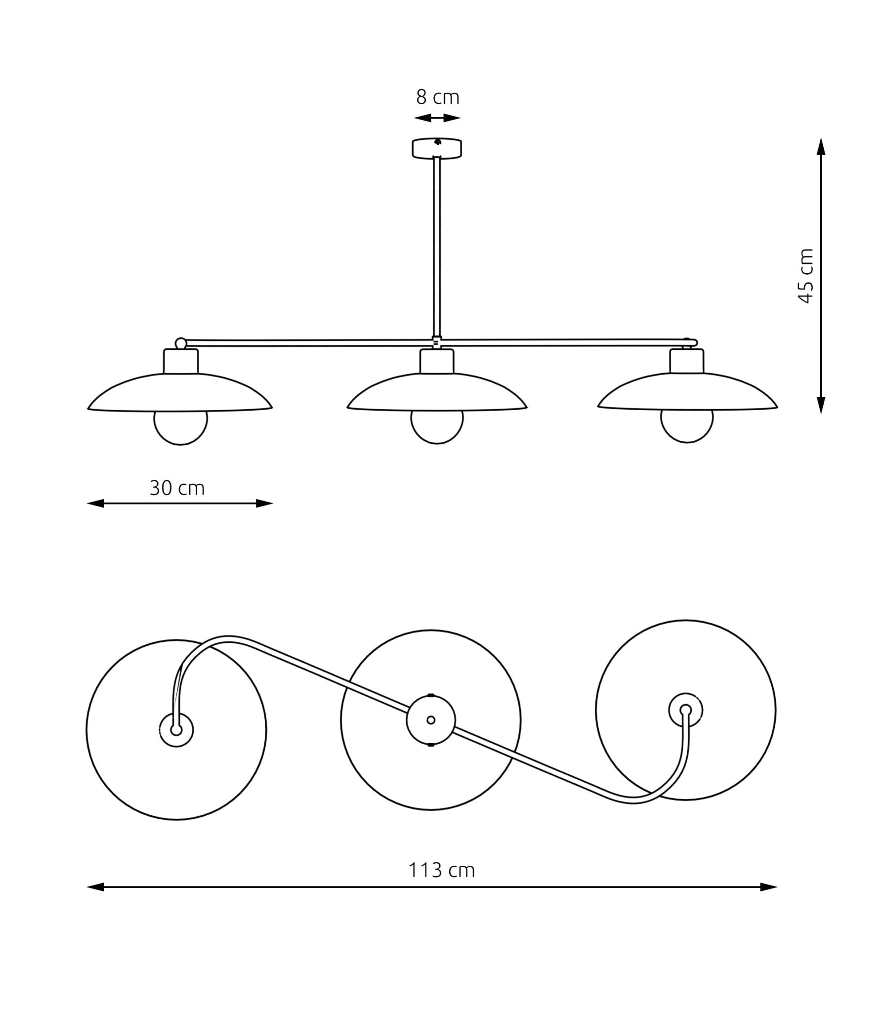 Żyrandol Lampa Wisząca LOFT INEZ Metalowa 3 punkty E27 Sufitowa CZARNA - LAITICA