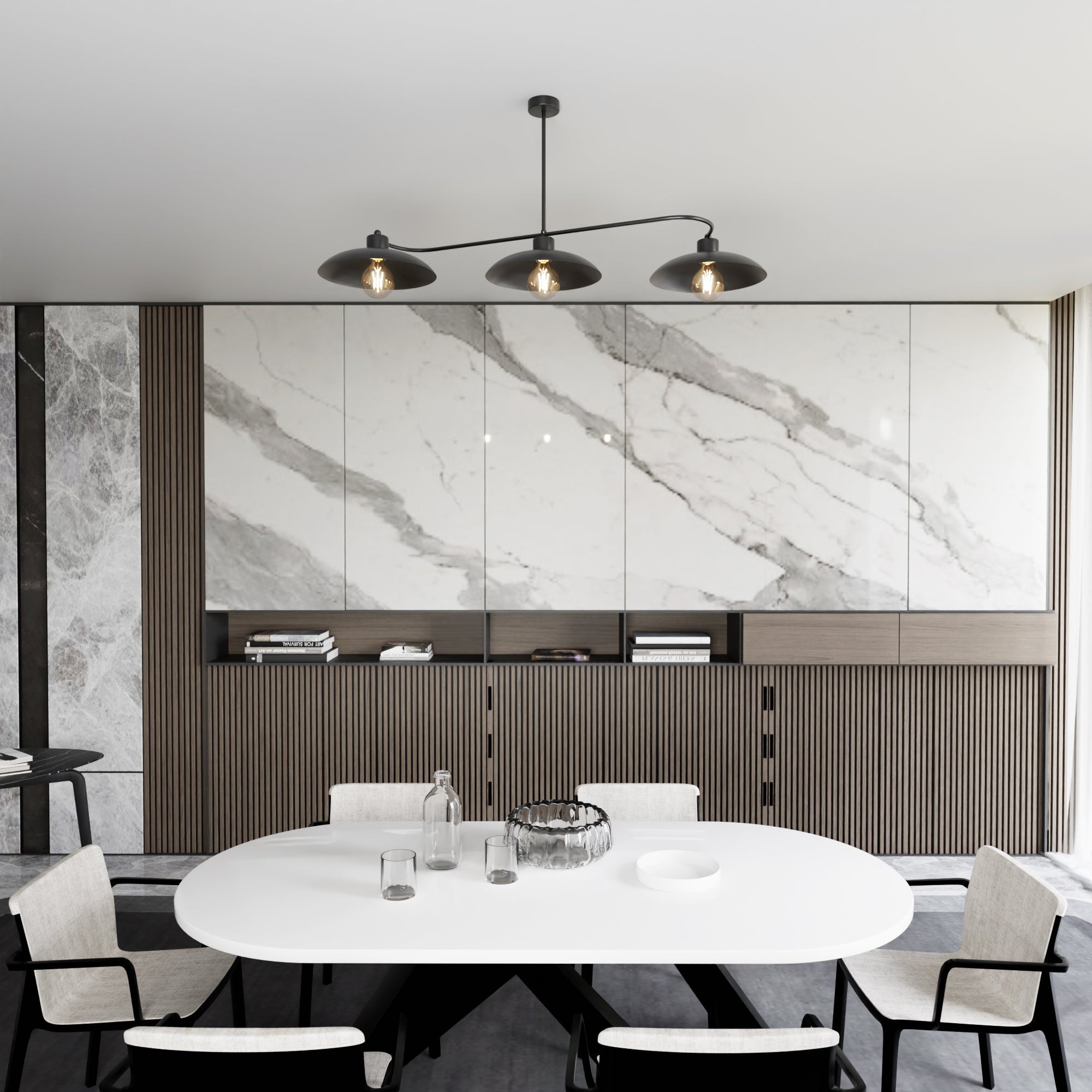 Żyrandol Lampa Wisząca LOFT INEZ Metalowa 3 punkty E27 Sufitowa CZARNA - LAITICA